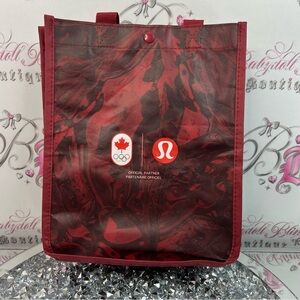 Lululemon Athletica Red & Black Marble Tote Bag